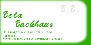 bela backhaus business card