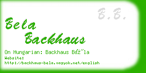 bela backhaus business card